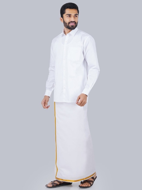 Ramraj Long Sleeves Shirt With Gold Jari Border Veshti - Image 5