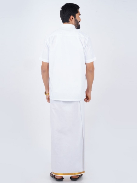 Ramraj Short Sleeves Shirt With Veshti - Image 5