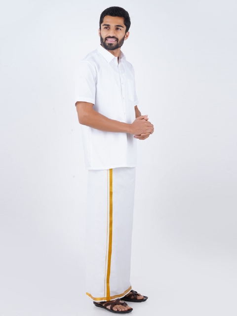 Ramraj Short Sleeves Shirt With Veshti - Image 3