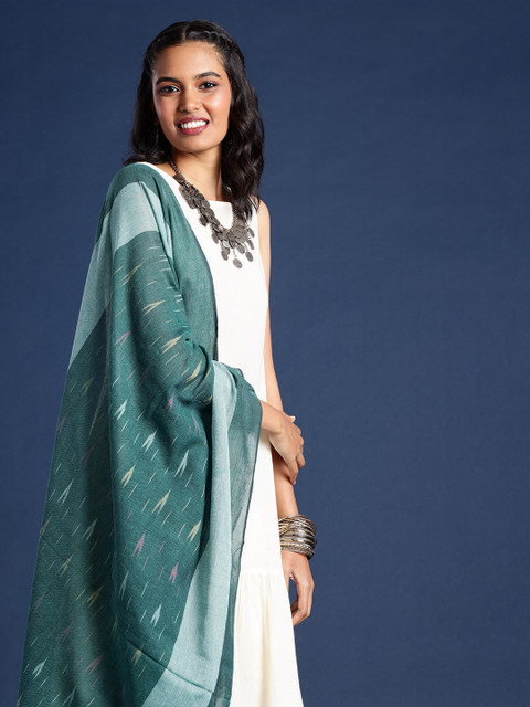 Taavi Woven Design Pure Cotton Ikat Dupatta