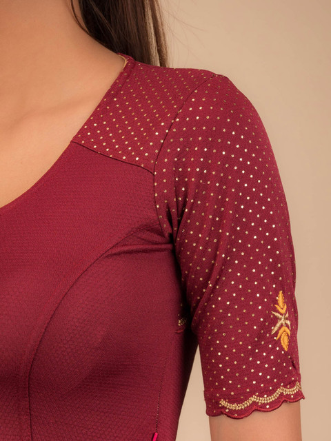 Bindigasm's Advi Woven Design Thread Work Jacquard Stretchable Saree Blouse - Image 4