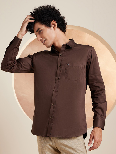DENNISON Smart Solid Opaque Pure Cotton Satin Shirt - Image 3