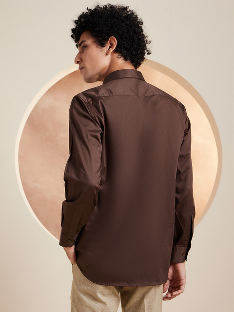 DENNISON Smart Solid Opaque Pure Cotton Satin Shirt - Image 5