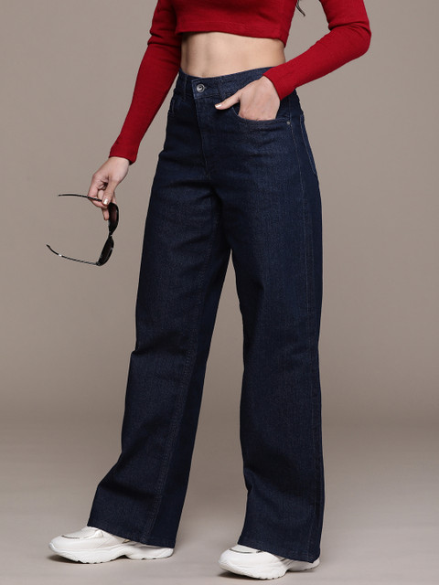 The Roadster Life Co. Women Wide Leg High-Rise Stretchable Jeans