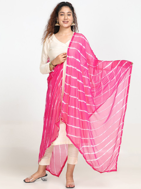 HELLA FASHIONS Leheriya Printed Chiffon Dupatta With Gotta Patti details