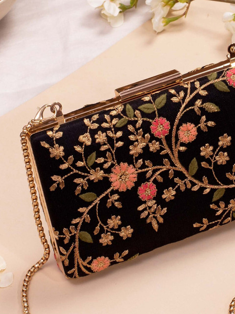 AMYRA Floral Creeper Embroidered Box Clutch - Image 4