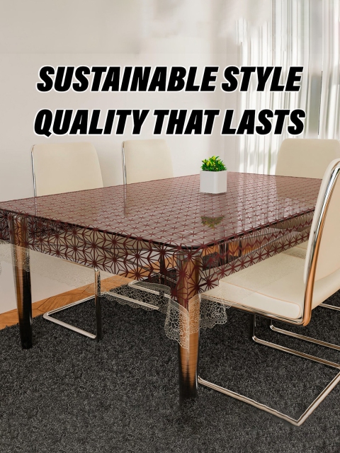 Kuber Industries Brown Star Design 6 Seater Dining Table Cloth Cover - Image 6