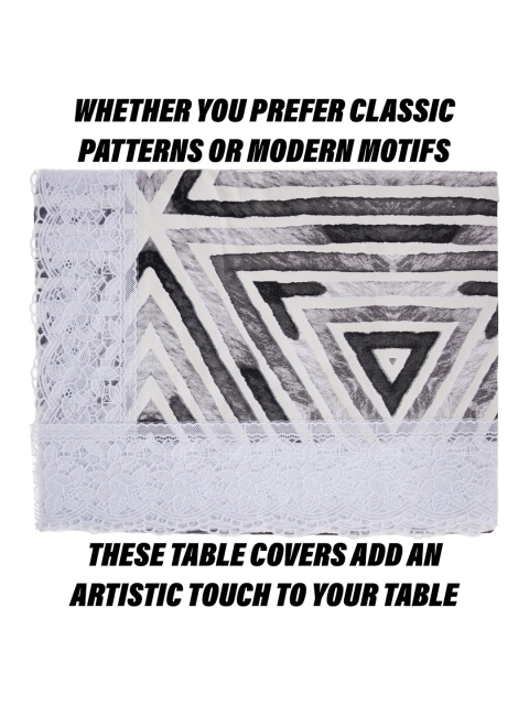 Kuber Industries Grey & Beige Triangle 6 Seater Dining Table Cloth Cover - Image 5