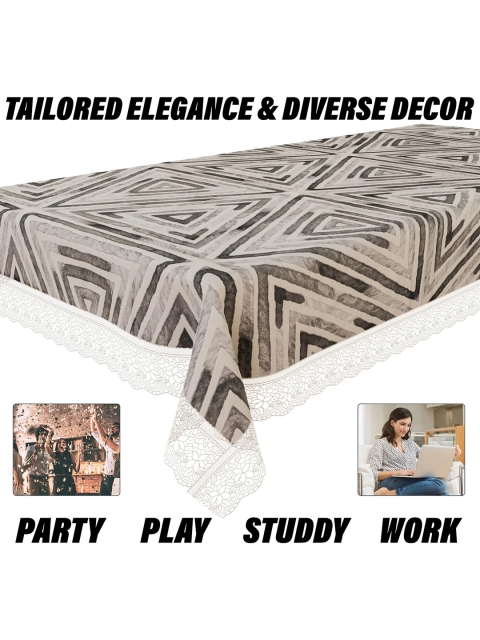 Kuber Industries Grey & Beige Triangle 6 Seater Dining Table Cloth Cover - Image 4