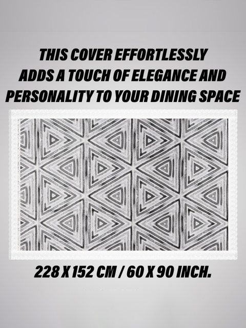 Kuber Industries Grey & Beige Triangle 6 Seater Dining Table Cloth Cover - Image 3