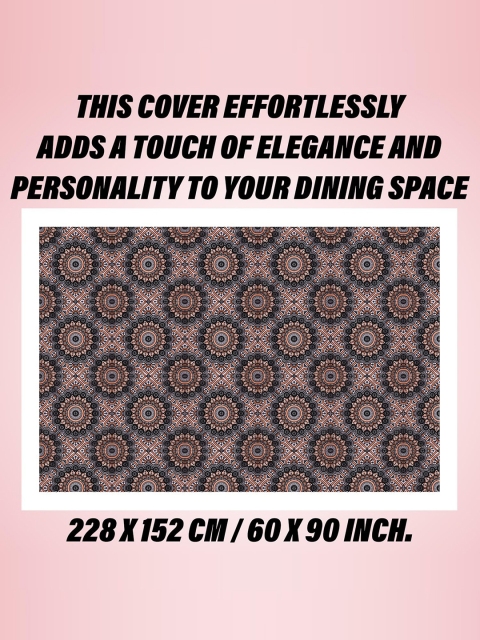 Kuber Industries Black & Beige Rangoli Printed 8 Seater Dining Table Cloth Cover - Image 6