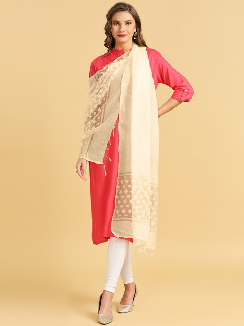 Dupatta Bazaar Striped Tasselled Organza Dupatta