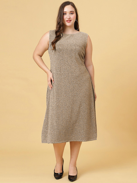 Curvy Lane Plus Size Sleeveless Blingy A-Line Midi Dress
