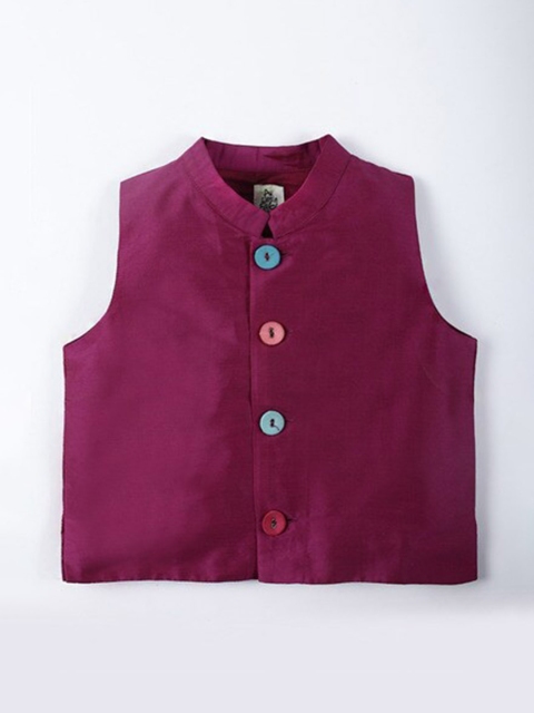 A Little Fable Boys Sleeveless Mandarin Collar Nehru Jacket - Image 2