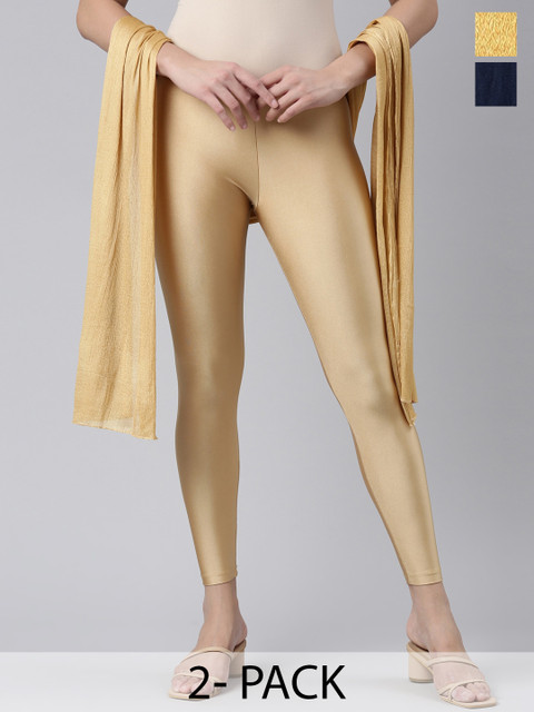 TWIN BIRDS Set Of 2 Solid Shimmer Light-weight Dupatta