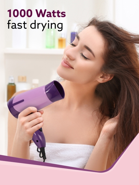 Agaro Prima 1000 W Hair Dryer with Copper Motor & 2 Speed Temperature Settings - Purple - Image 2