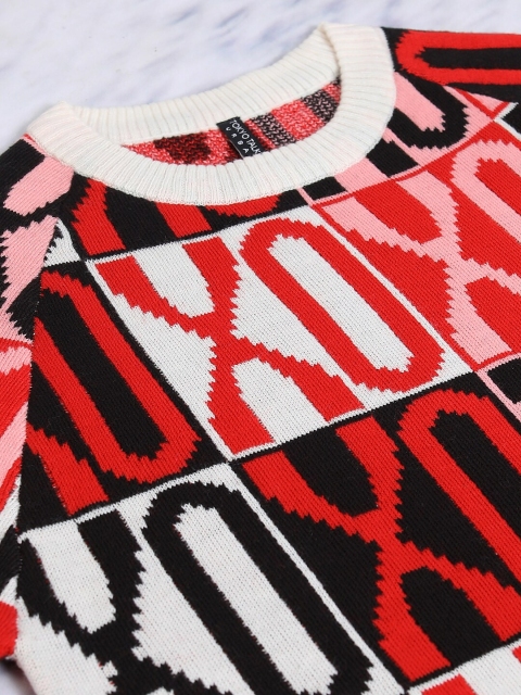 Tokyo Talkies White Self Design Acrylic Pullover Sweater - Image 6