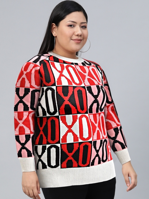 Tokyo Talkies White Self Design Acrylic Pullover Sweater - Image 8