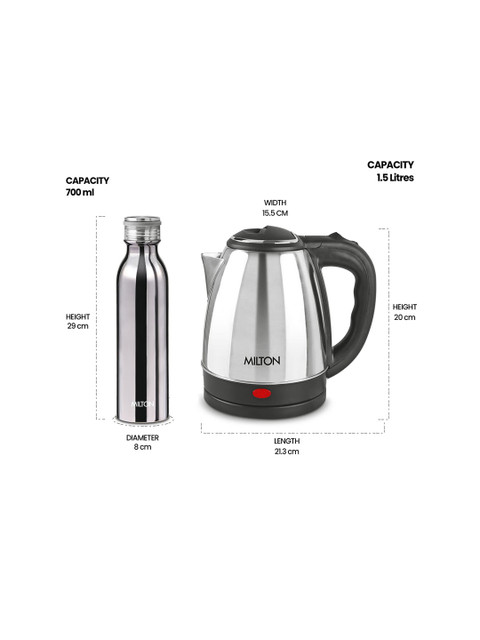 Milton Go Electro Kettle 1.5 Litres Silver and Glitz 750 Water Bottle 710 ml - Image 7