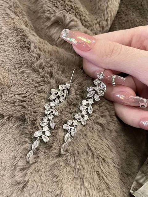 Shining Diva Fashion Silver-Plated Contemporary Drop Earrings