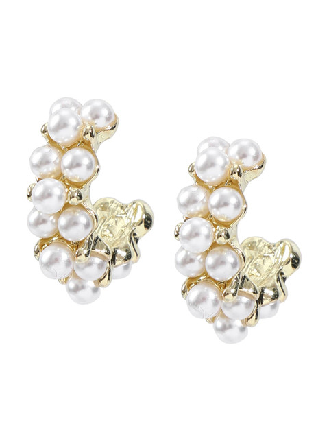 Buy Shining Diva Fashion Gold Toned Contemporary Half Hoop Earrings - - Accessories for Women - Image 3