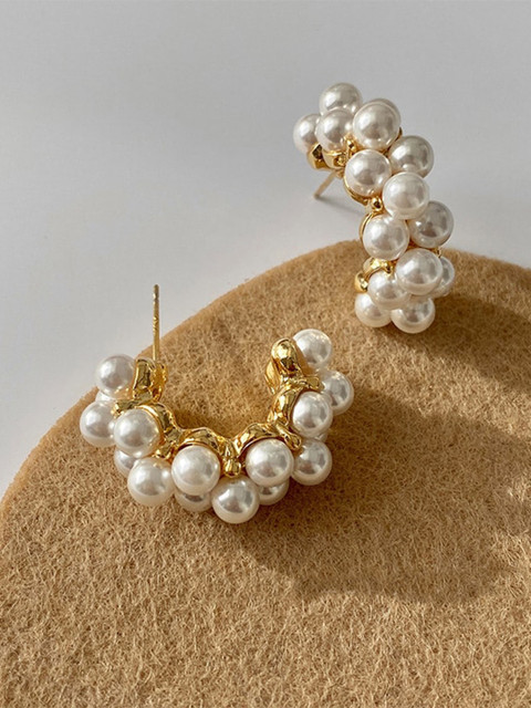 Buy Shining Diva Fashion Gold Toned Contemporary Half Hoop Earrings - - Accessories for Women - Image 2