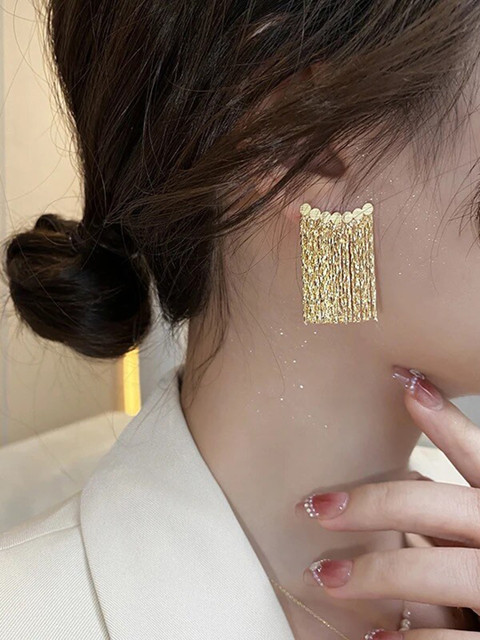 Shining Diva Fashion Gold-Plated Drop Earrings - Image 5