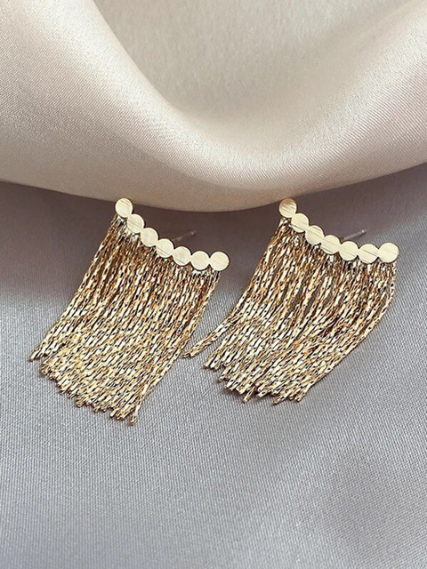 Shining Diva Fashion Gold-Plated Drop Earrings - Image 2