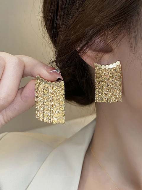 Shining Diva Fashion Gold-Plated Drop Earrings - Image 6