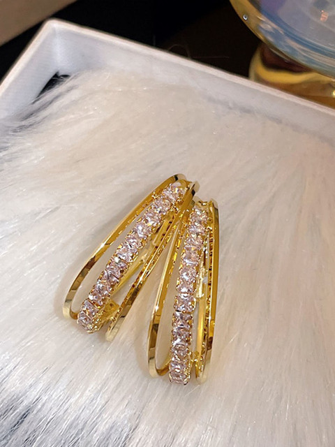 Shining Diva Fashion Gold-Plated Contemporary Half Hoop Earrings - Image 2