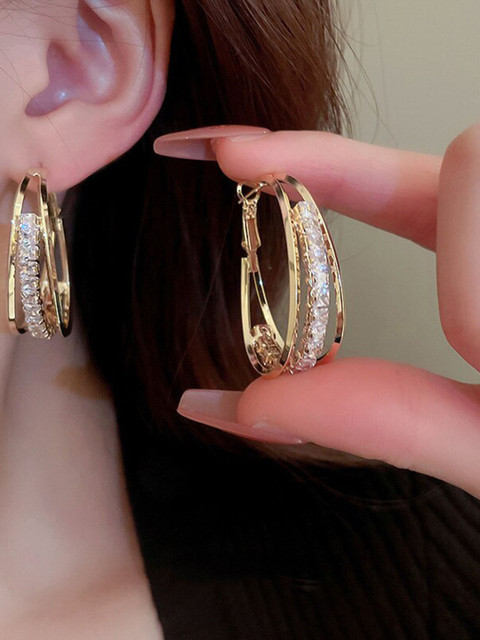 Shining Diva Fashion Gold-Plated Contemporary Half Hoop Earrings