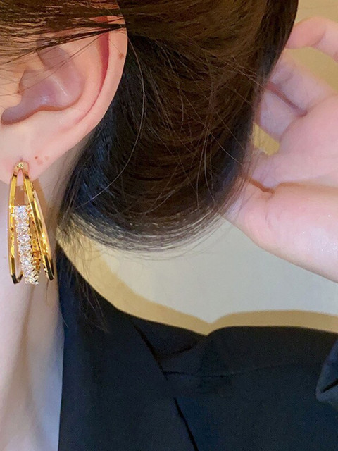 Shining Diva Fashion Gold-Plated Contemporary Half Hoop Earrings - Image 6