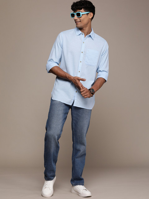 WROGN Solid Slim Fit Pure Cotton Casual Shirt - Image 6