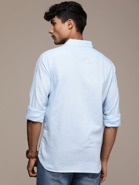 WROGN Solid Slim Fit Pure Cotton Casual Shirt - Image 5