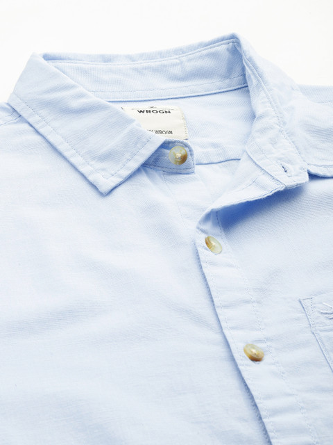 WROGN Solid Slim Fit Pure Cotton Casual Shirt - Image 2