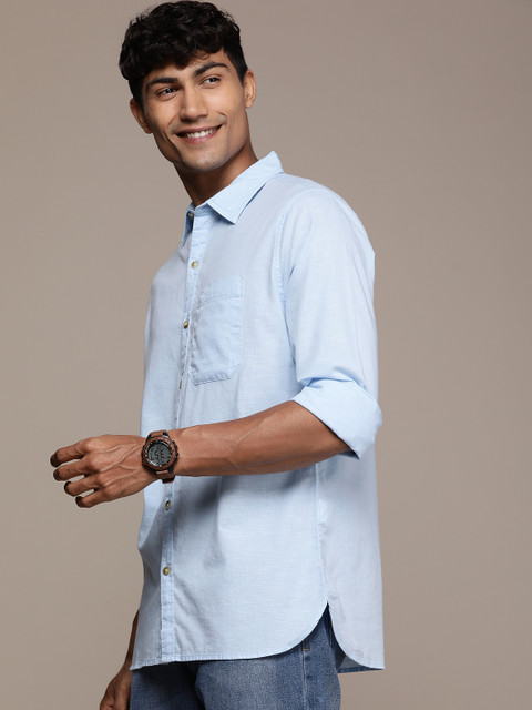 WROGN Solid Slim Fit Pure Cotton Casual Shirt - Image 4