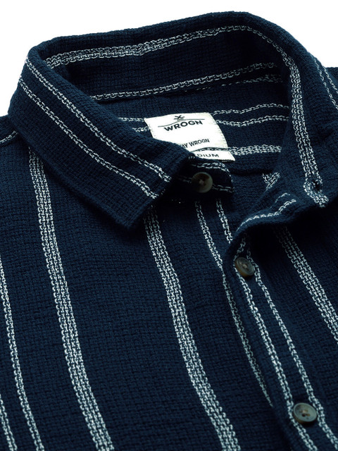 WROGN Men Pure Cotton Slim Fit Striped Casual Shirt - Image 2