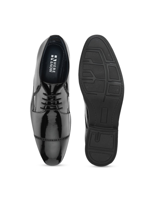 HERE&NOW Men Black Round Toe Formal Derbys - Image 5