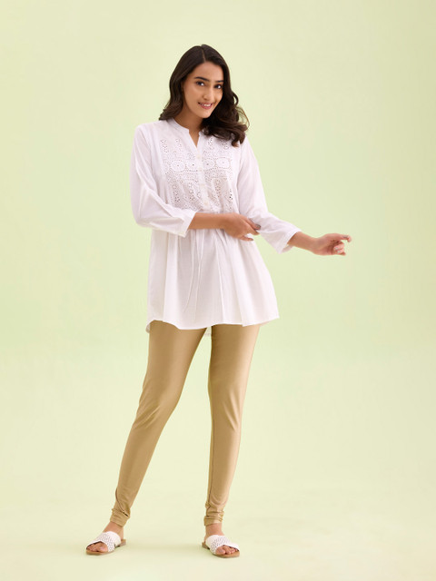 Go Colors Mid Rise Shimmer Churidar-Length Leggings