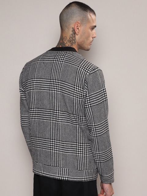 Campus Sutra Checked Cotton Collarless Windcheater Tailored Jacket - Image 3