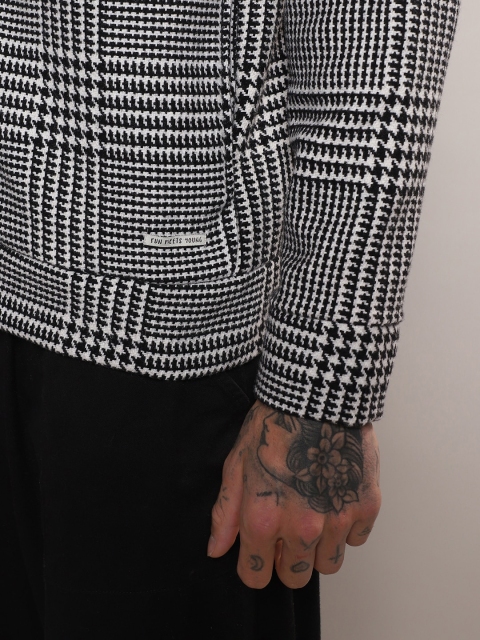 Campus Sutra Checked Cotton Collarless Windcheater Tailored Jacket - Image 5