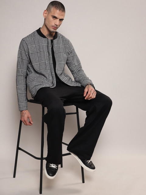 Campus Sutra Checked Cotton Collarless Windcheater Tailored Jacket - Image 4