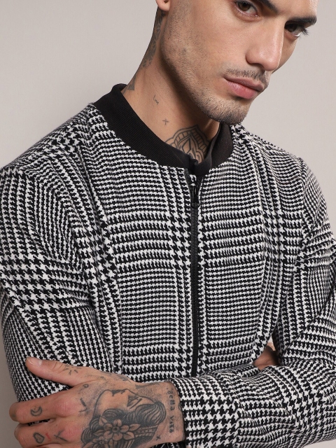 Campus Sutra Checked Cotton Collarless Windcheater Tailored Jacket - Image 2