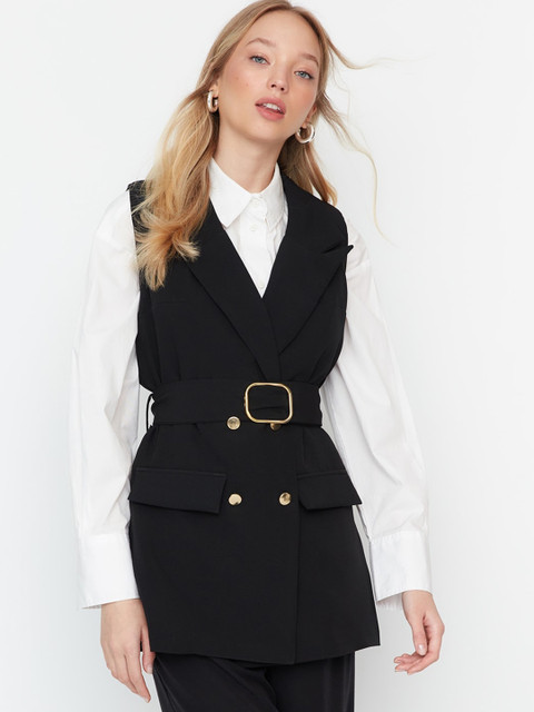 Trendyol Single-Breasted Longline Slim Fit Overcoat - Image 2