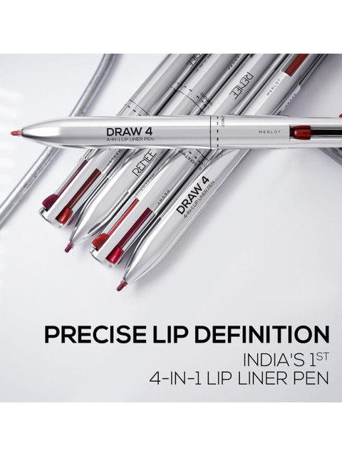 Renee Draw 4 4-In-1 Lip Liner Pen - Merlot+Grape+Mocha+Peony - Image 6