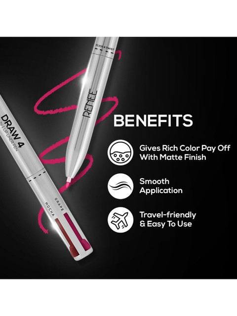 Renee Draw 4 4-In-1 Lip Liner Pen - Merlot+Grape+Mocha+Peony - Image 4