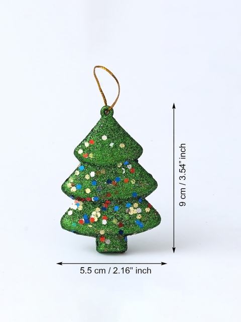eCraftIndia Red & Silver Toned 4 Pcs Sparkly Christmas Trees - Image 7