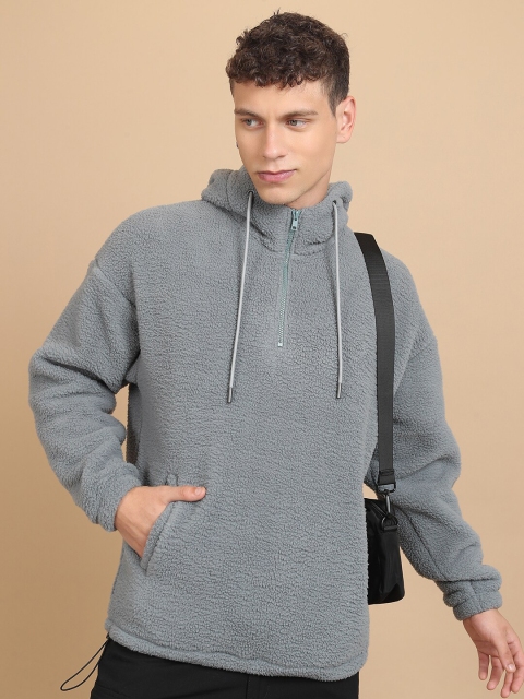 HIGHLANDER Oversized Hooded High Neck Drop-Shoulder Sleeves Sweatshirt