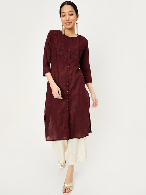 max Woven Design Cotton Straight Kurta