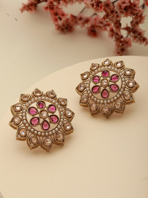 Jazz and Sizzle Gold-Plated Floral Stud Earrings